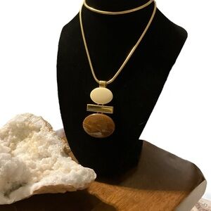 Avon 1976 Polished Oval Necklace Designed by S.M. Kent - Modernist Minimalist